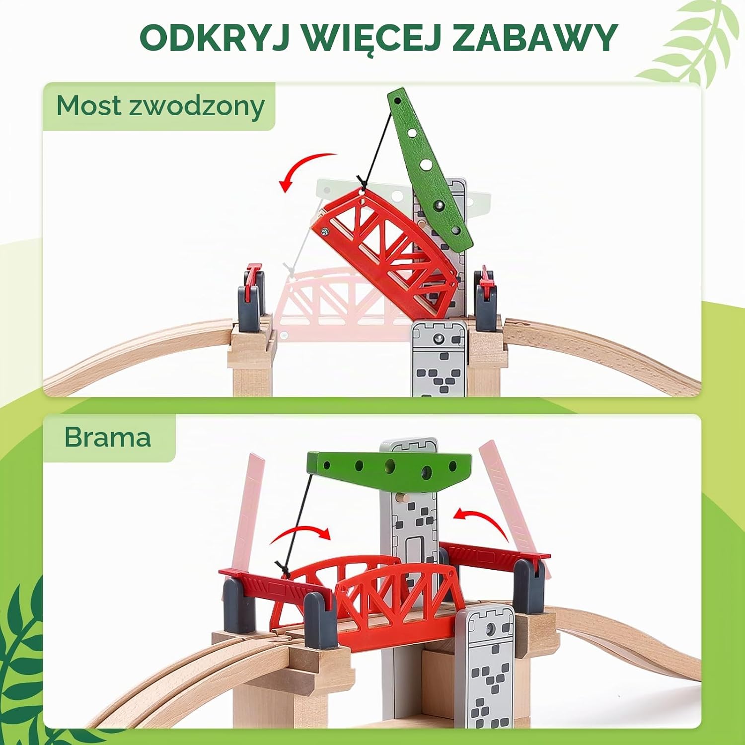 Detalle 2 de SainSmart Jr. 808-20-A20 – drewniany most kolejowy z korbą i szynami
