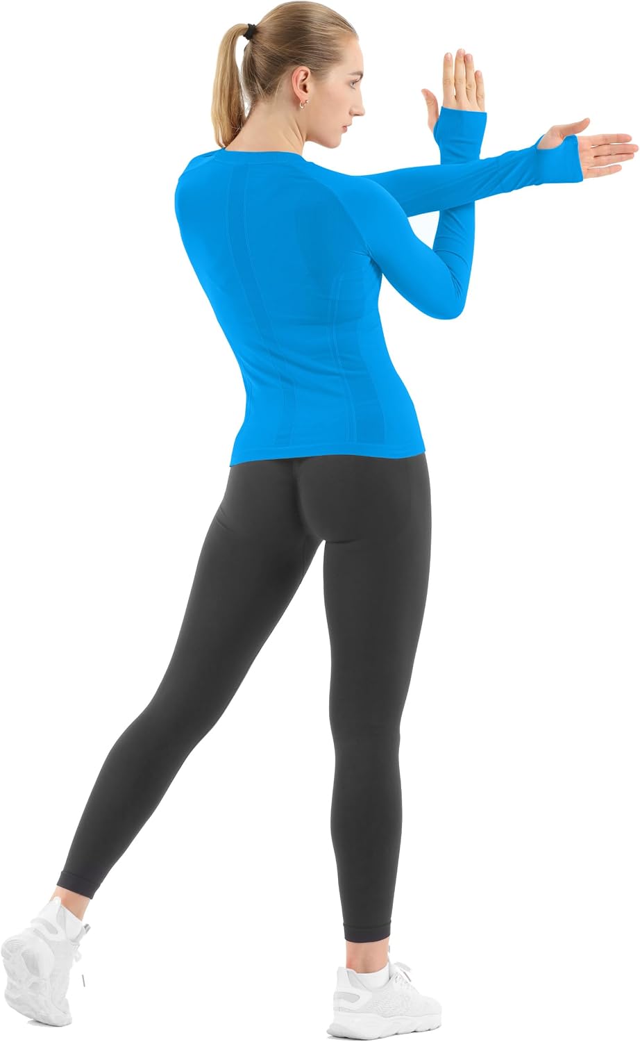 Detalle de MathCat Seamless Long-Sleeve Workout Shirt for Women with Thumb Holes
