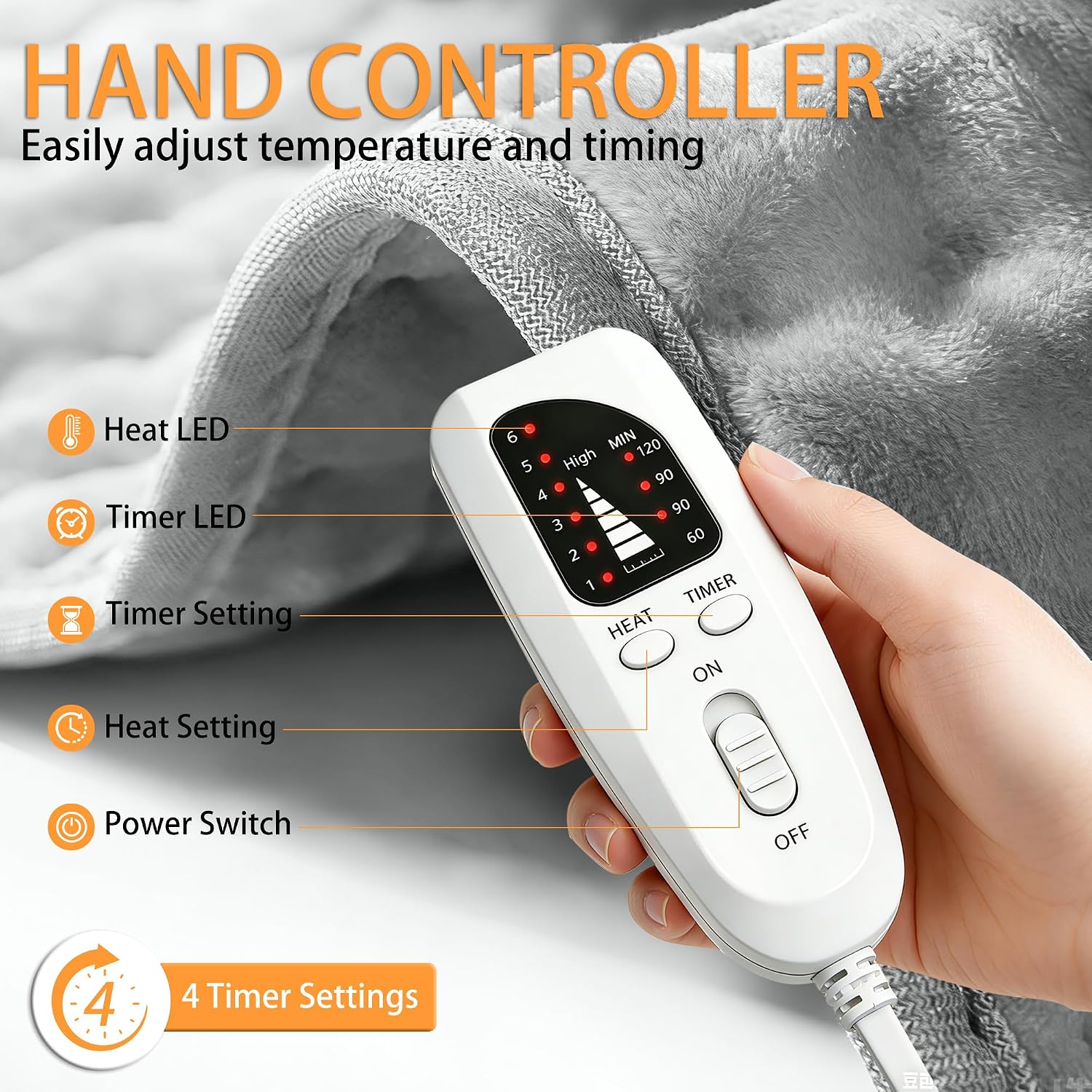 Detalle de Cuplu AQ-CP60-YRY3 30 x 16 in Electric Heating Pad, 6 Heat Settings