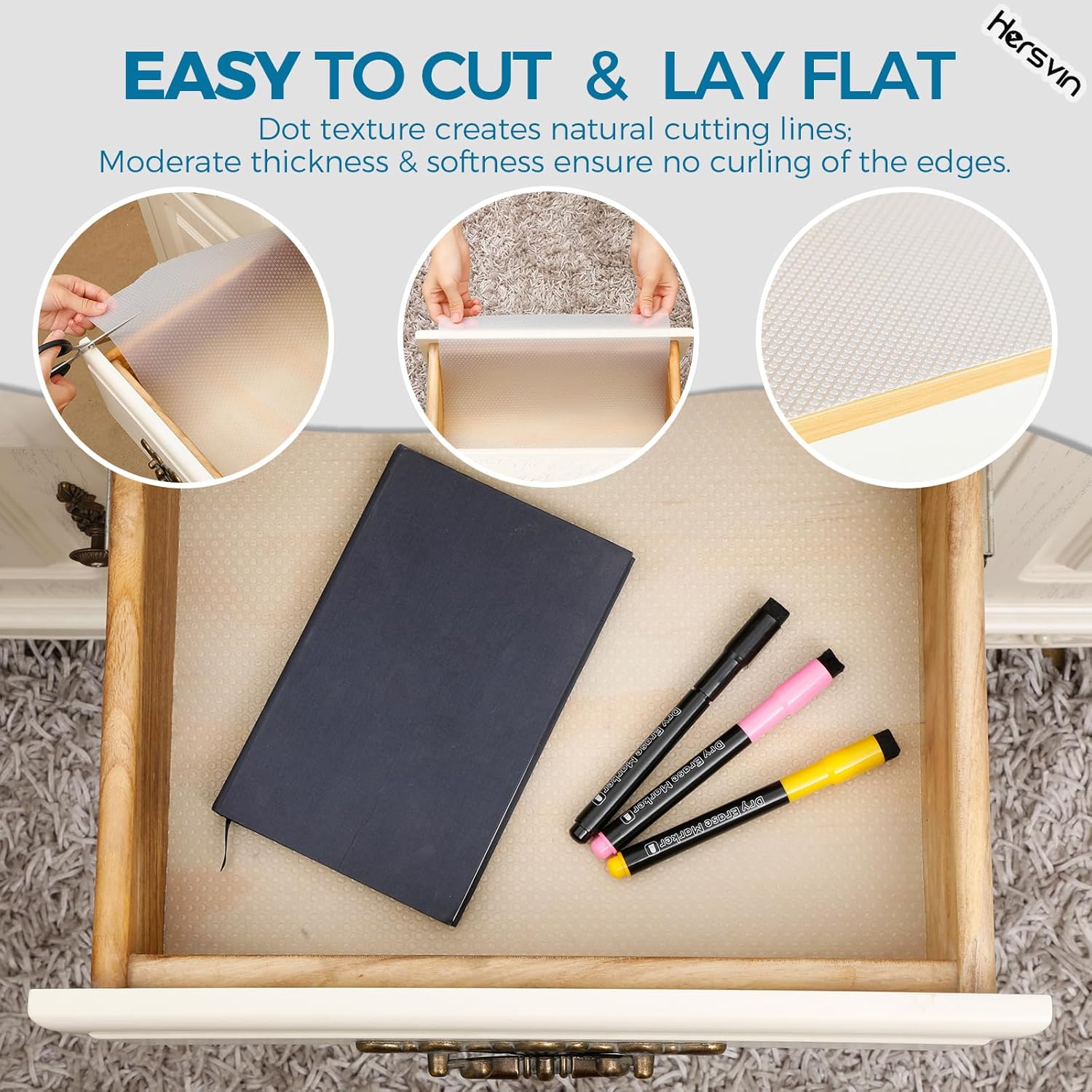Thumbnail 4 de Hersvin Shelf Liners 22in x 20ft: Non-Adhesive EVA Cabinet & Drawer Protector in Clear Dot