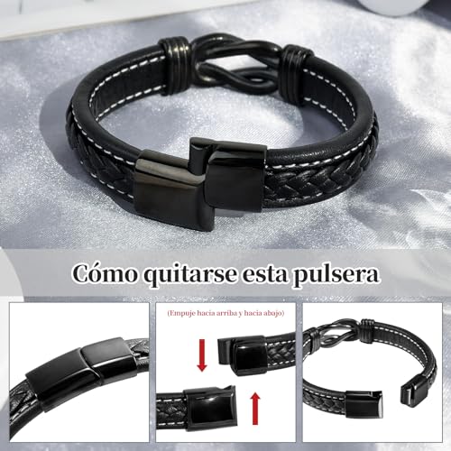 Detalle de YELUWA Pulsera de Graduación 2026 para Hombre en Cuero – Regalo con Tarjeta y Caja