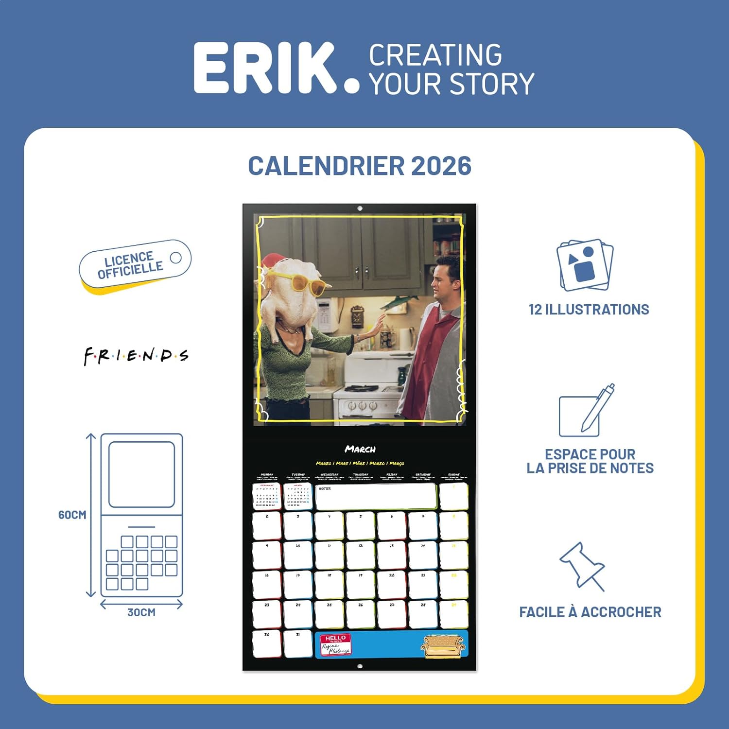 Thumbnail 2 de Grupo Erik Calendrier Friends 2026 30x60 cm 📆
