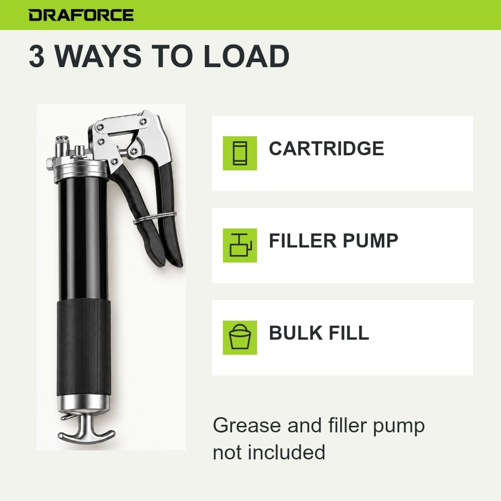 Detalle 2 de Draforce HYQ400 Manual Grease Gun Kit, 8000 PSI, 400cc, 10-Piece