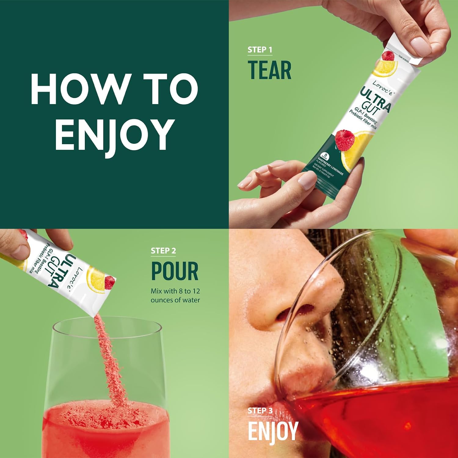 Thumbnail 6 de Loroc'e UltraGut GLP-1 Booster Fiber Drink, Raspberry Lemonade, 30 Servings