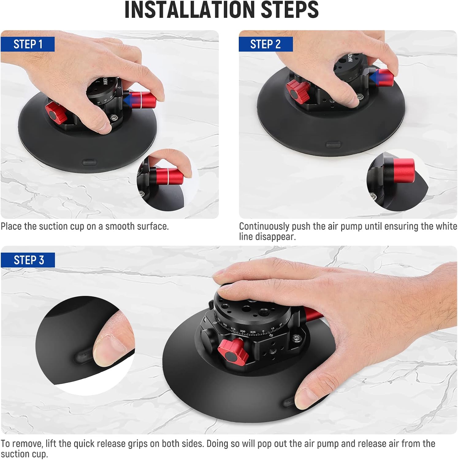Detalle de NEEWER 6" Suction Cup Mount with GoPro Compatibility CA013