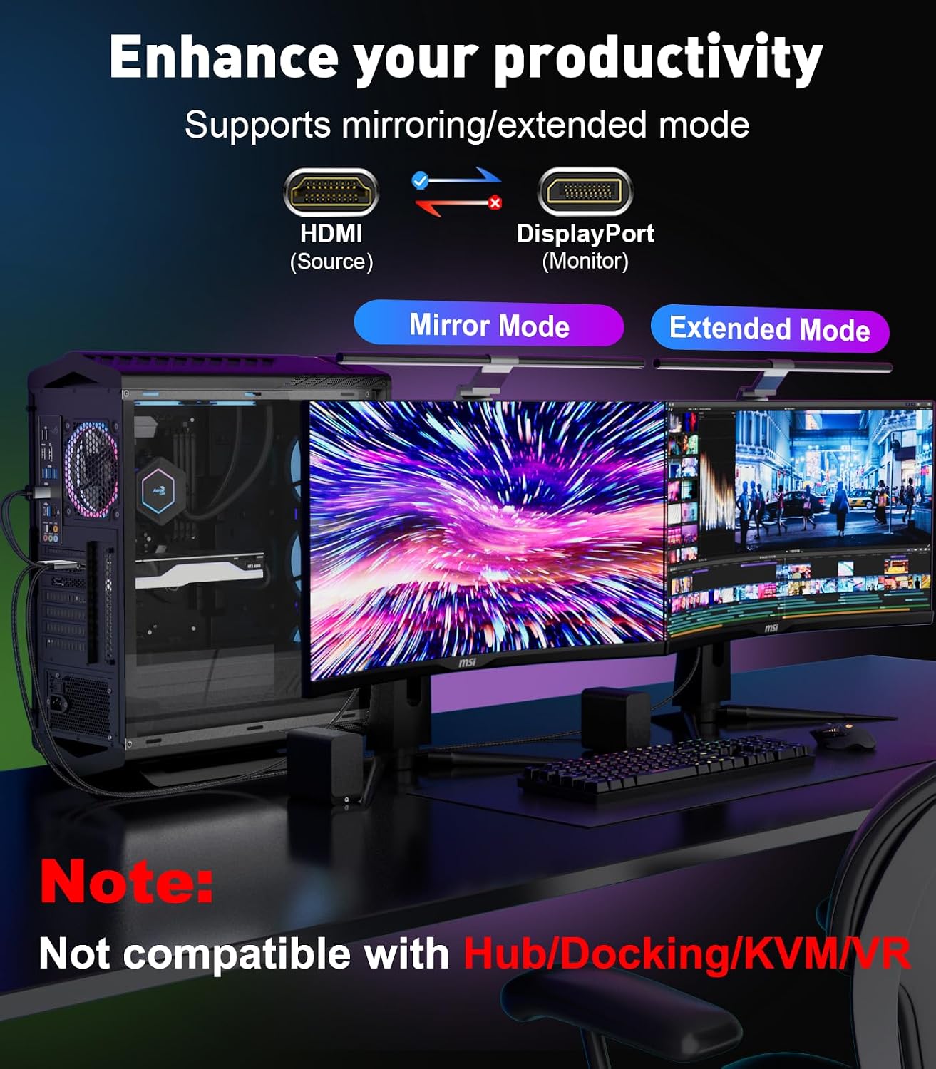 Detalle 2 de THANDBLE Active HDMI to DisplayPort 6FT 4K60Hz
