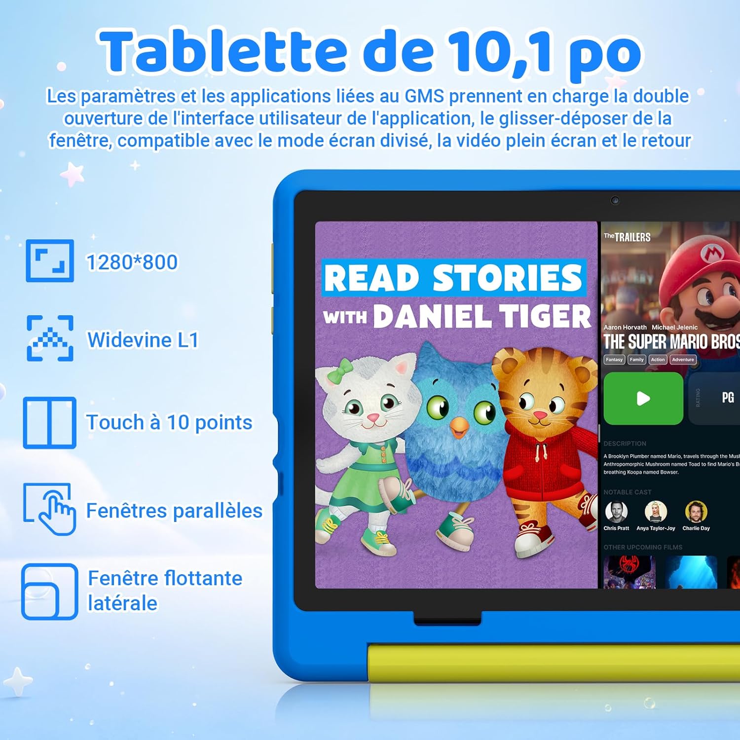 Thumbnail 4 de Laptok Android 16 Tablette Enfants 10" – 24Go + 64Go, ext. 1To, 6000mAh, mode Bureau, coque anti-choc (Bleu)
