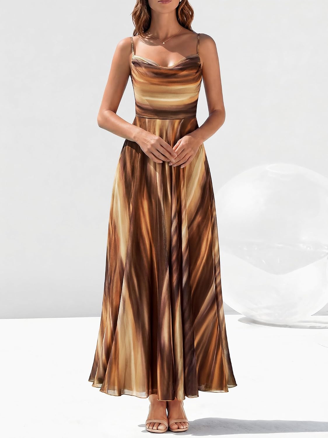 Detalle 2 de BTFBM Women’s Summer Floral Maxi Dress with Spaghetti Straps
