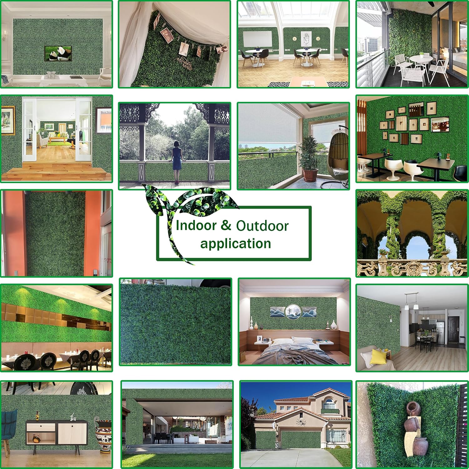 Detalle de ODTORY Artificial Grass Wall Panel Backdrop (Boxwood-style) 10" x 10" — 12-pack for indoor/outdoor greenery decor