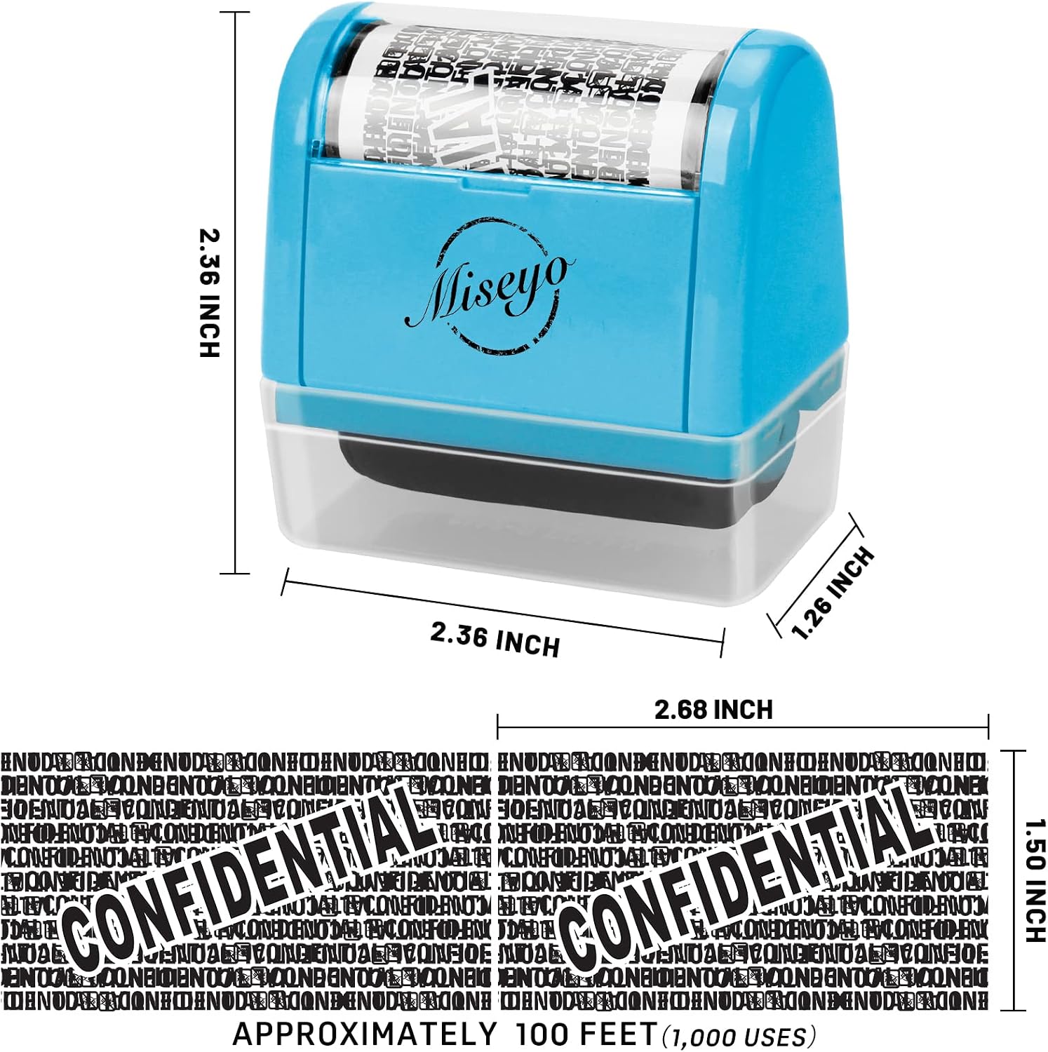 Detalle 2 de Miseyo Identity Theft Protection Roller Stamp Set - Blue (6 Refills Included)