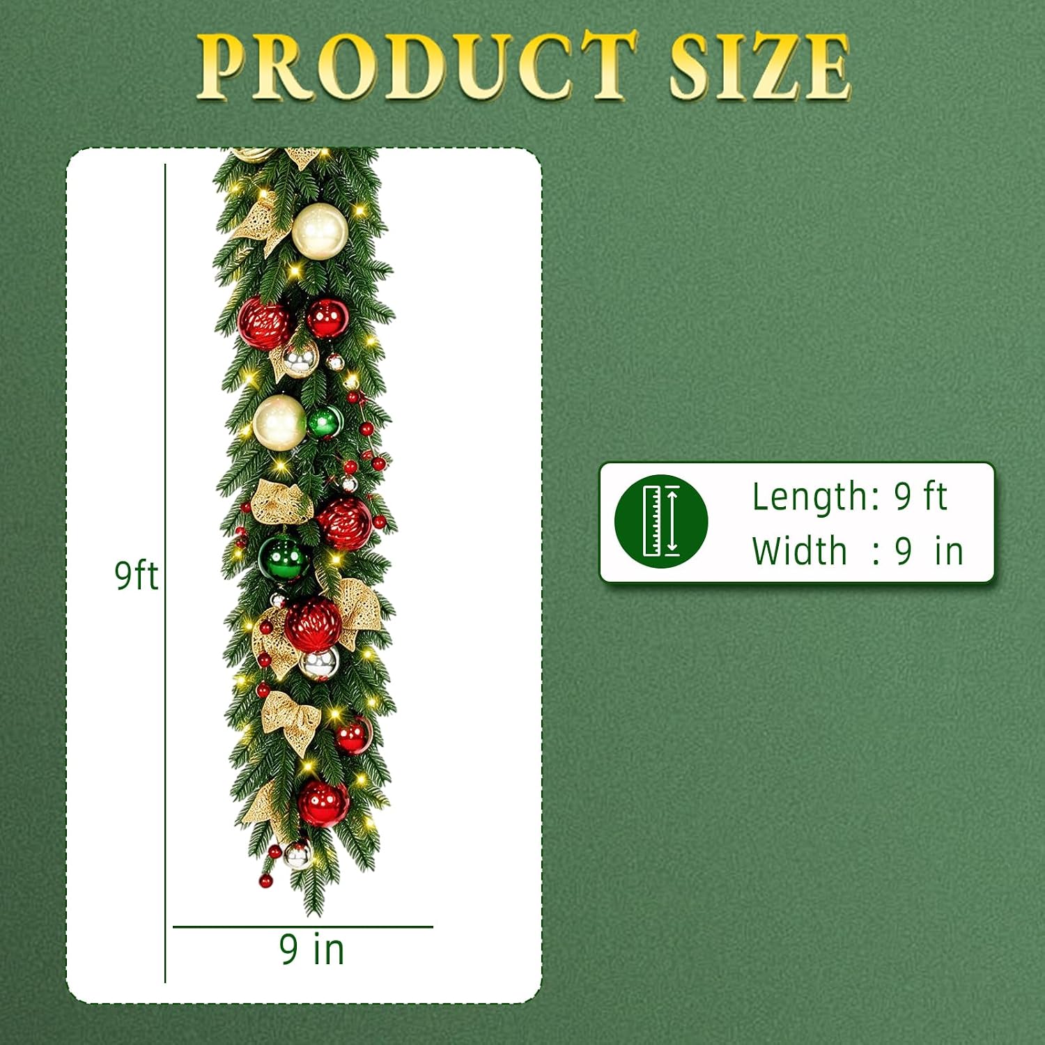 Detalle de Hykolity Christmas Garland 9 ft