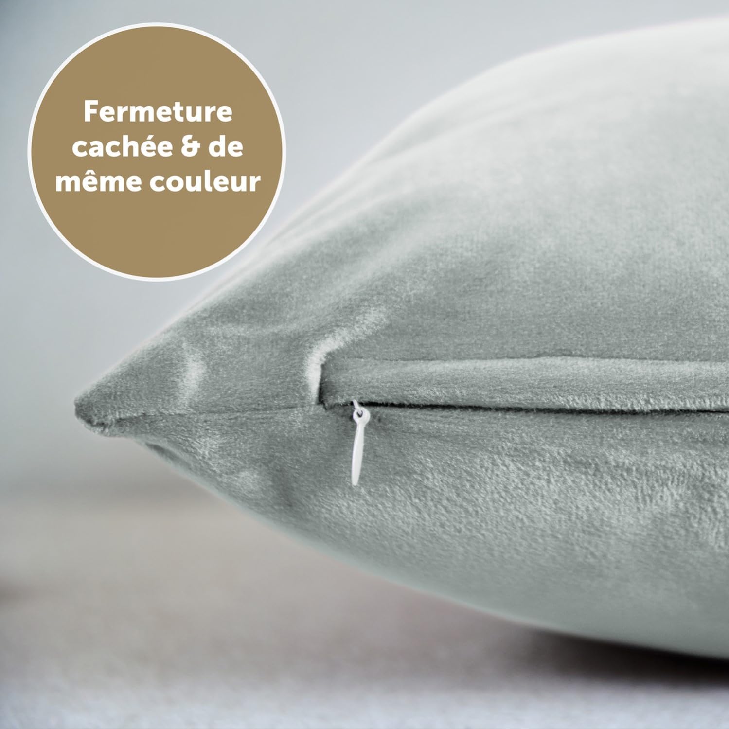 Detalle 2 de Blumtal Housse de Coussin canapé - Lot de 2, Velours gris 40x60 – certifiée Oeko-Tex