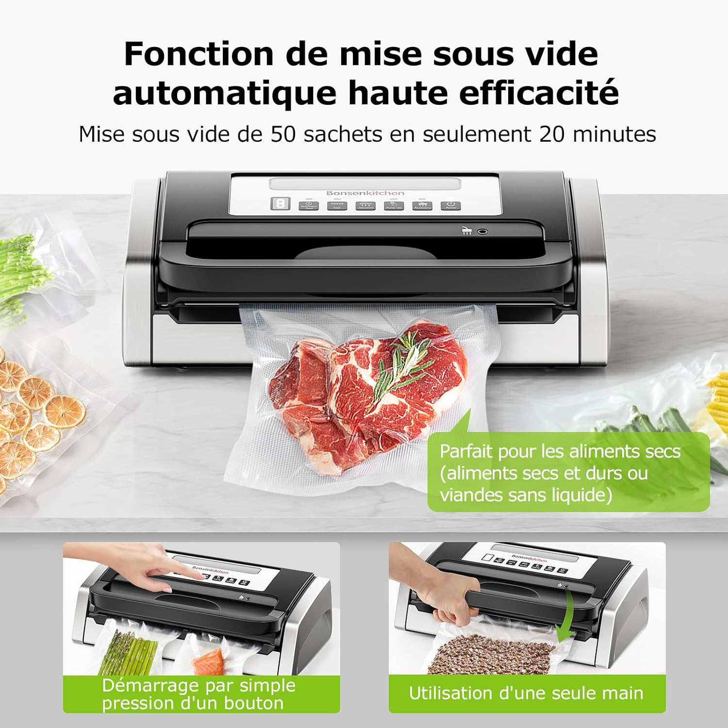 Thumbnail 2 de Bonsenkitchen Machine Sous Vide Alimentaire – Puissante, silencieuse et pratique pour la conservation en lot