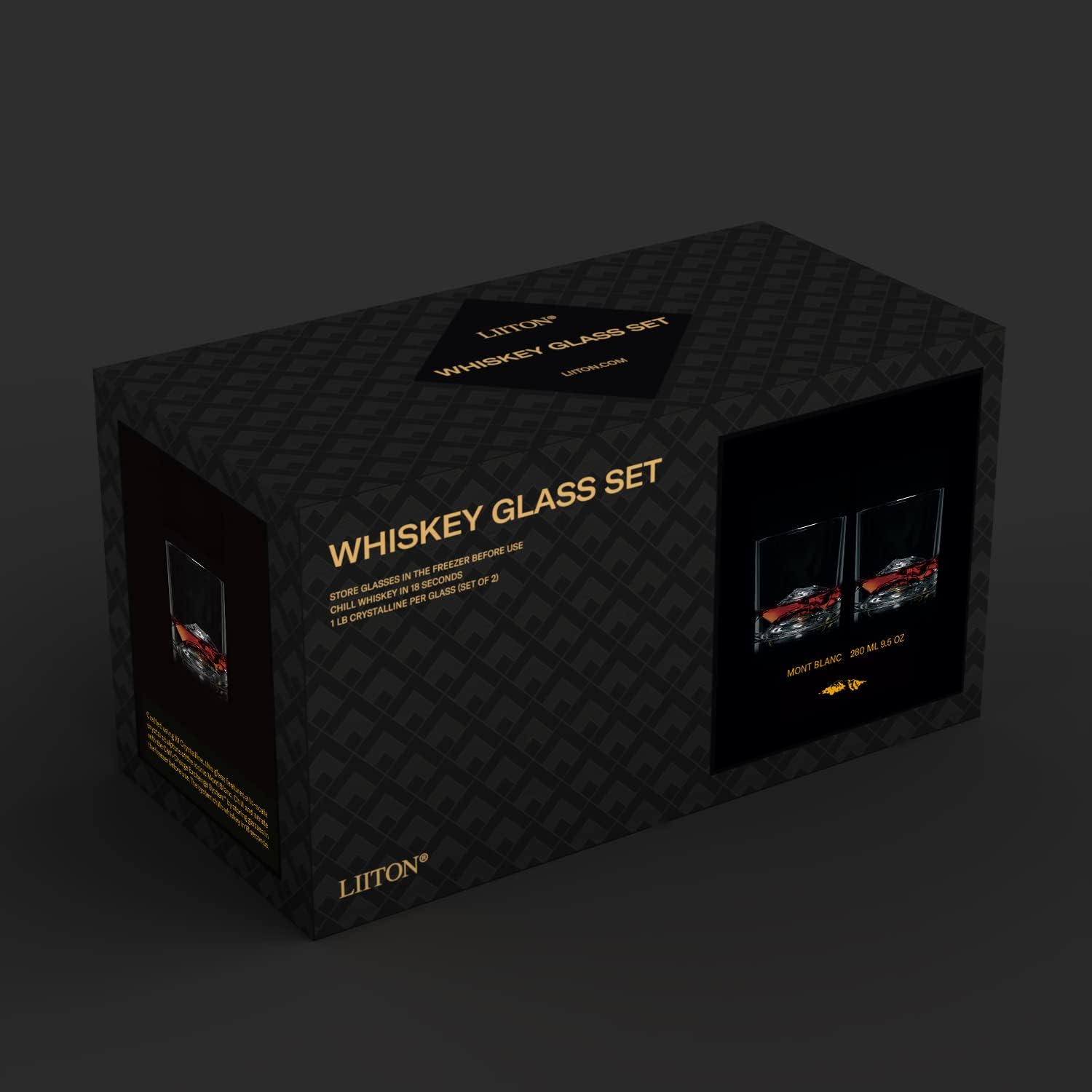 Detalle 2 de LIITON Mont Blanc L60100 – kryształowe szklanki do whisky 280 ml z chłodzącą podstawą