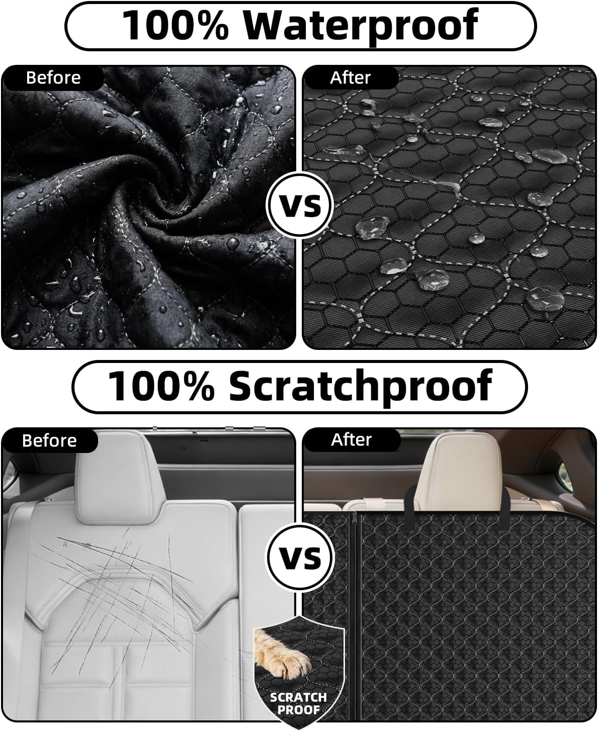 Detalle de UPAWPIA Dog Car Seat Cover: Waterproof & Non-slip Back Seat Protector for Most Cars