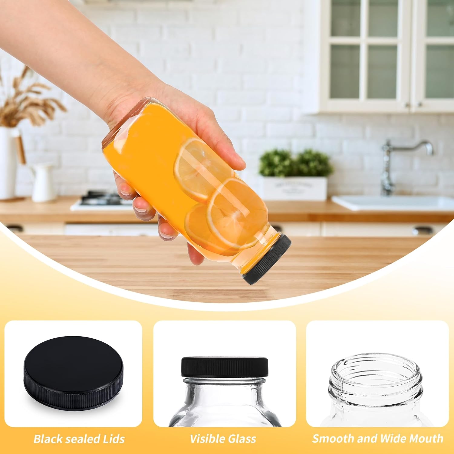 Detalle 2 de Benestanti 10 Pack 16oz Glass Juice Bottles 🧃