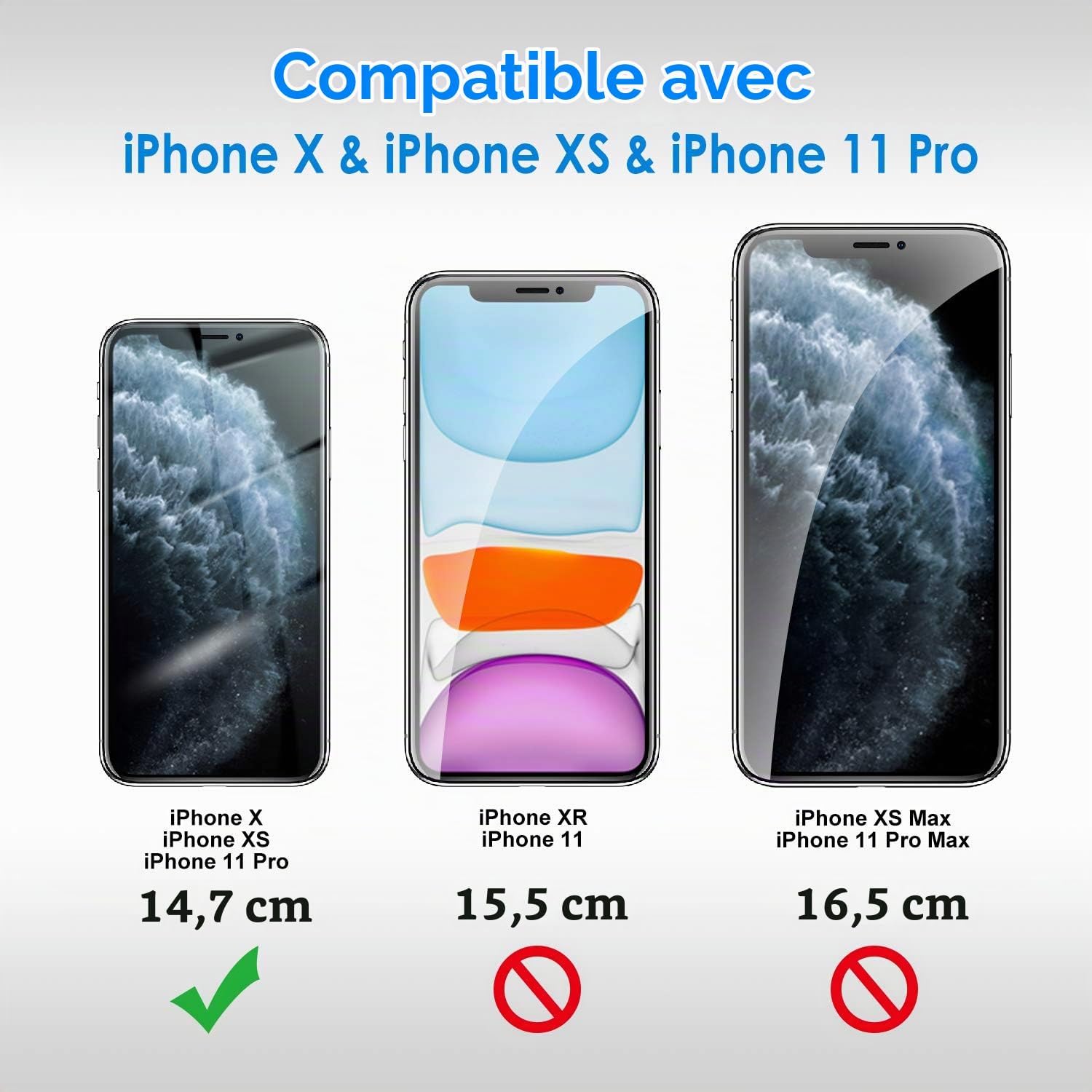 Thumbnail 2 de JETech gehard glazen screenprotector voor iPhone 11 Pro, Xs en X, 2 stuks