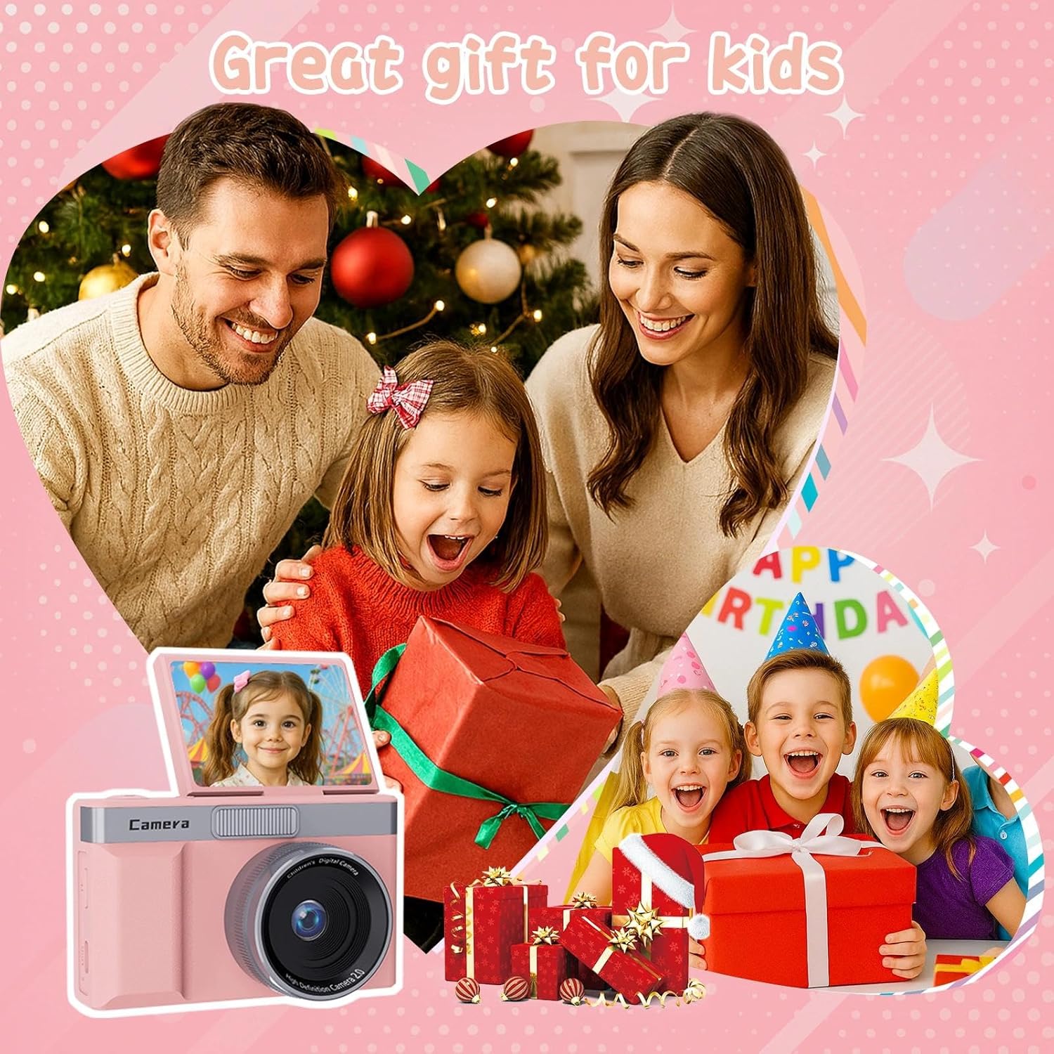Thumbnail 2 de fceoul Appareil Photo Enfant 1080P 30MP avec écran rabattable 180° – 32 Go inclus, zoom 5X, cadeau idéal pour ado