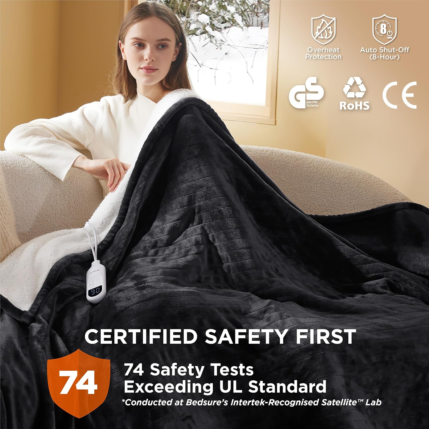 Detalle 1 de Bedsure heated throw 130x160cm