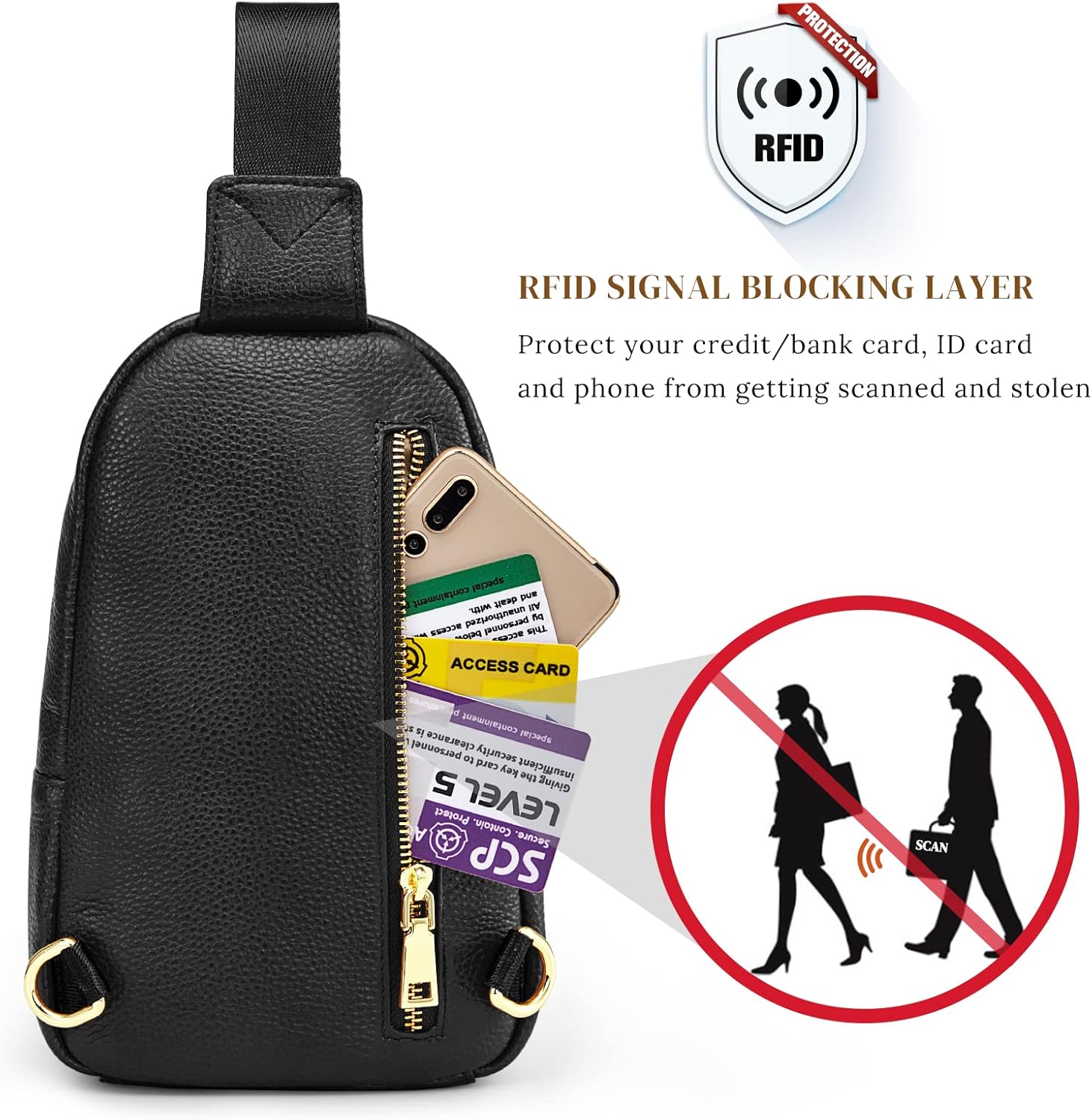 Detalle 1 de S-ZONE Sac bandoulière RFID cuir femme