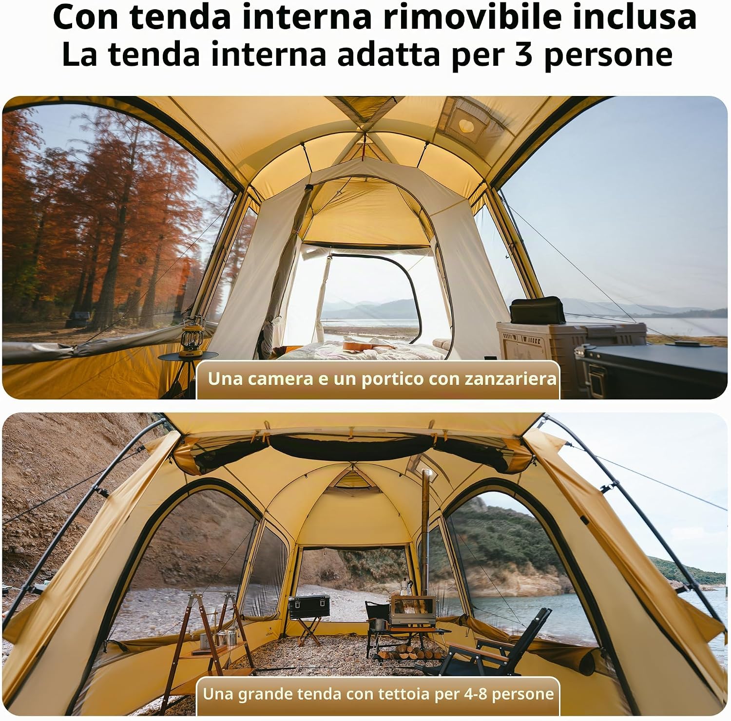Detalle de Naturehike Tenda Campeggio 2-4 / 3-6 posti con Camino e PU4000mm