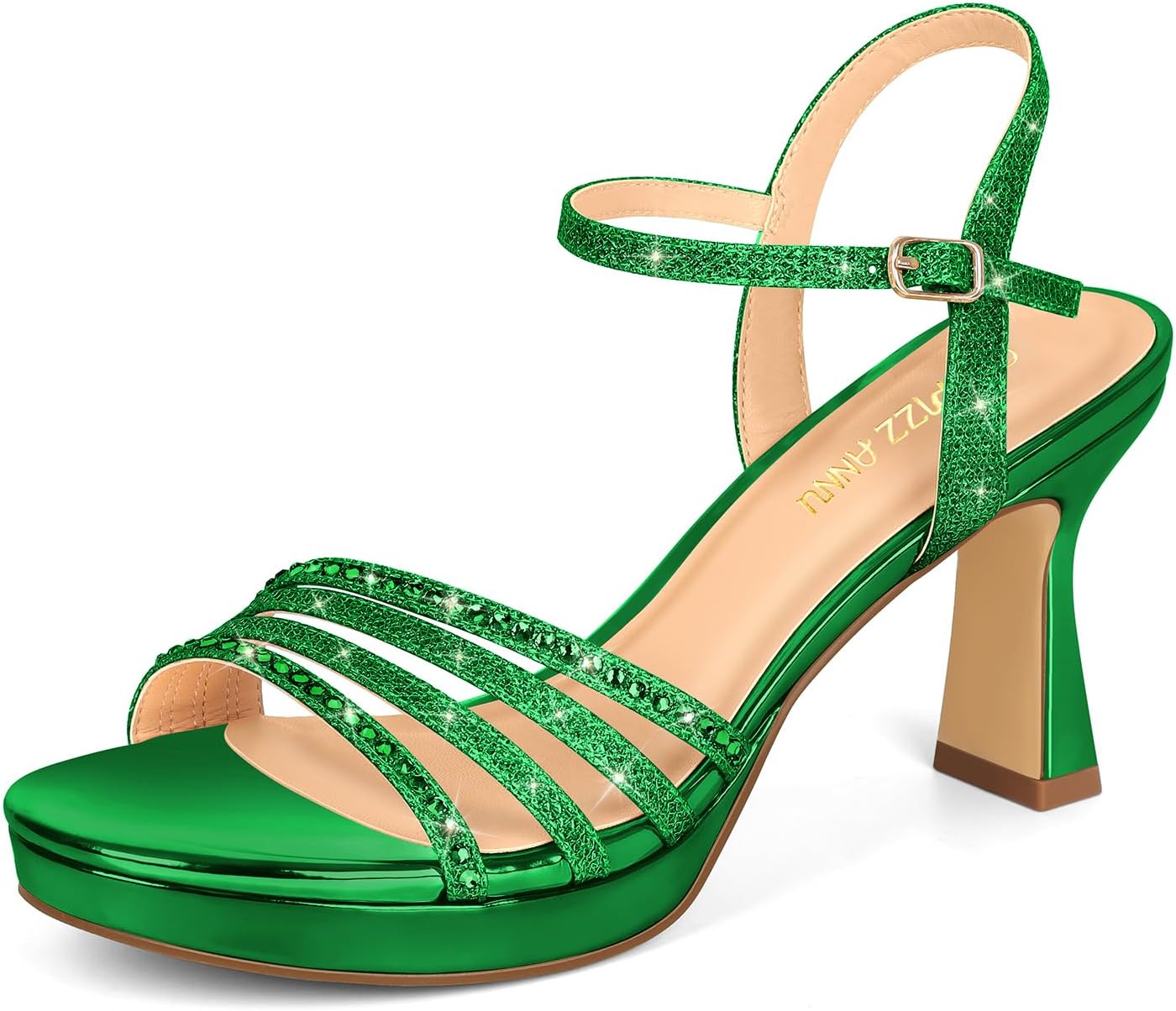 Thumbnail 6 de PIZZ ANNU Lena Women's Platform Heels: Sparkly Open-Toe Party Pumps with Secure Ankle Strap