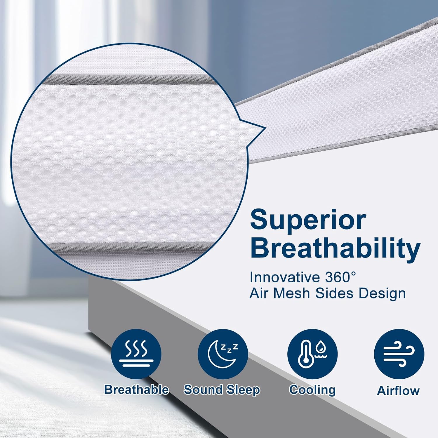 Detalle 2 de CHOPINMOON Queen Pillow Top Mattress Topper, Cooling Mesh, Deep Pocket