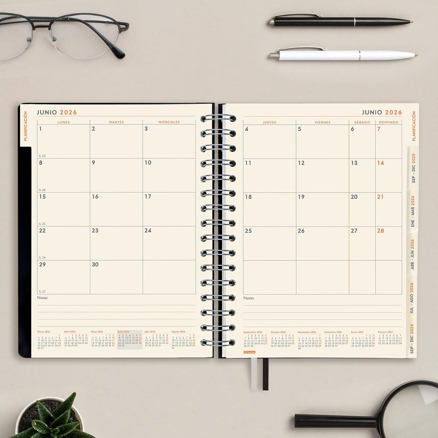 Thumbnail 4 de Finocam Agenda Tempus 16 meses 2025‑2026 Semana vista vertical 📔