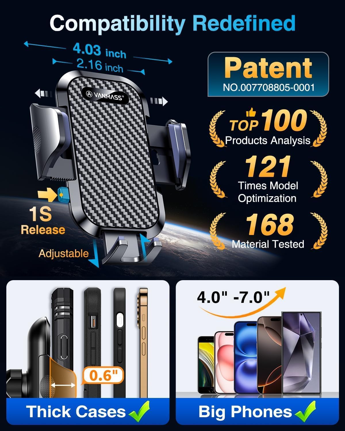 Thumbnail 6 de VANMASS 2025 Car Phone Holder 360° rotatable