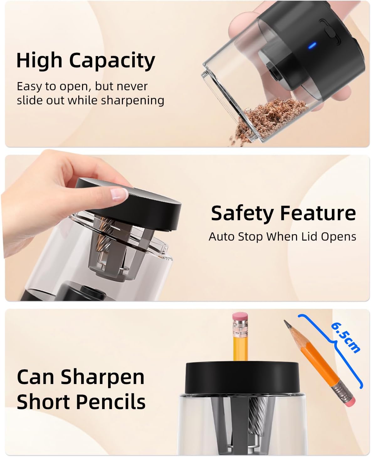 Thumbnail 6 de ZMOL Electric Pencil Sharpener: Professional Automatic Sharpener with Rechargeable Power