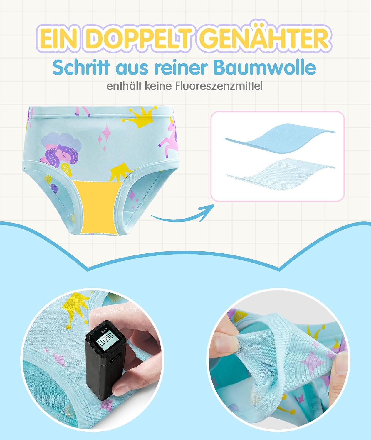 Detalle 2 de SIMIYA Unterhosen Mädchen aus Baumwolle – Bequeme, atmungsaktive Slips im Mehrfachpack