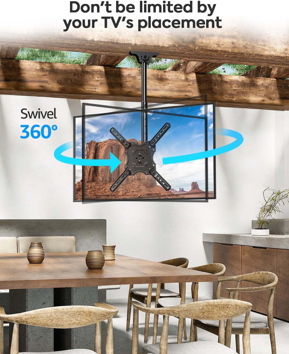 Thumbnail 2 de MOUNTUP MU0039 Ceiling TV Mount for 24''–65'' TVs with Full Motion and Height Adjustment