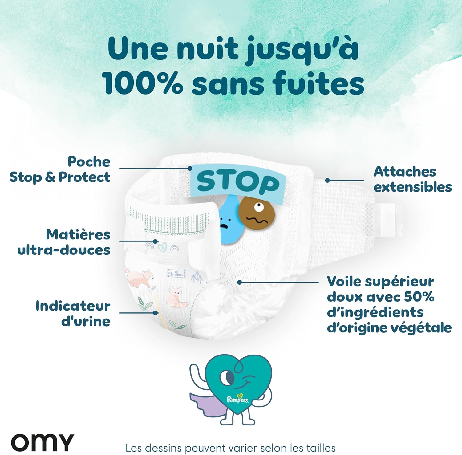 Detalle de Pampers Harmonie Couches Édition Limitée – Taille 6, 120 couches, pour peaux sensibles