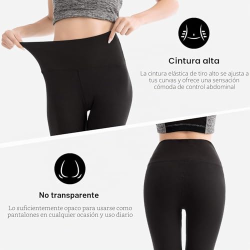 Detalle de SINOPHANT Mallas Deporte Mujer de Cintura Alta, Leggings Opacas L-XL en Azul Marino