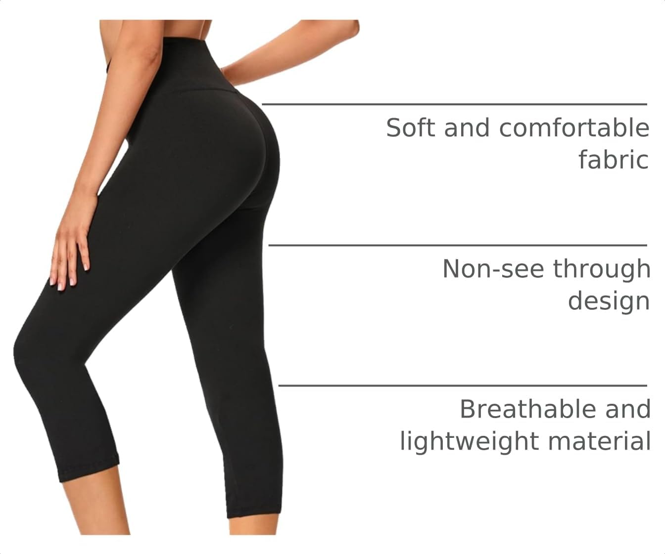 Detalle de GAYHAY High-Waisted Capri Leggings with Pockets for Women
