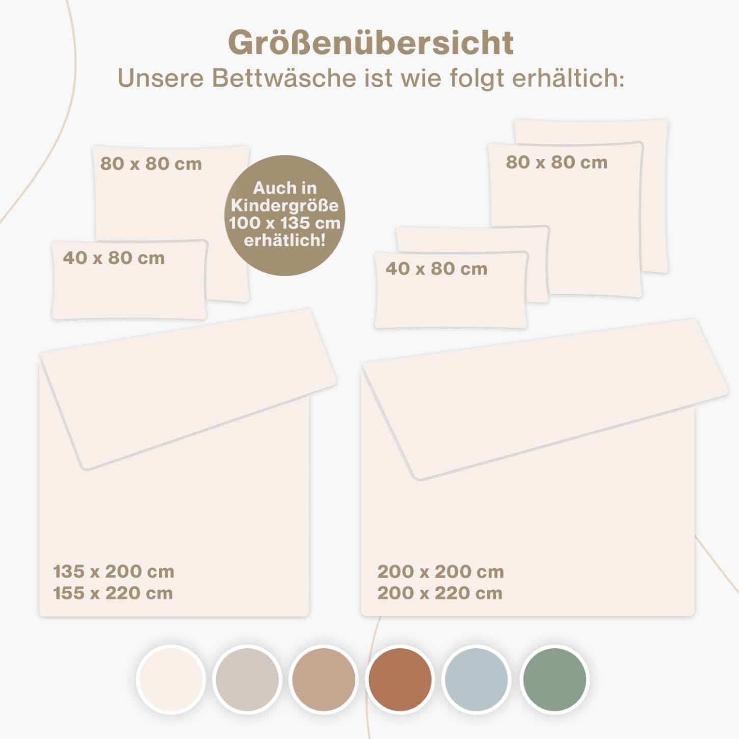 Detalle 2 de Blumtal Musselin Bettwäsche 200x200 cm + 2x 80x80 cm – OEKO-TEX, 100% Baumwolle, beige