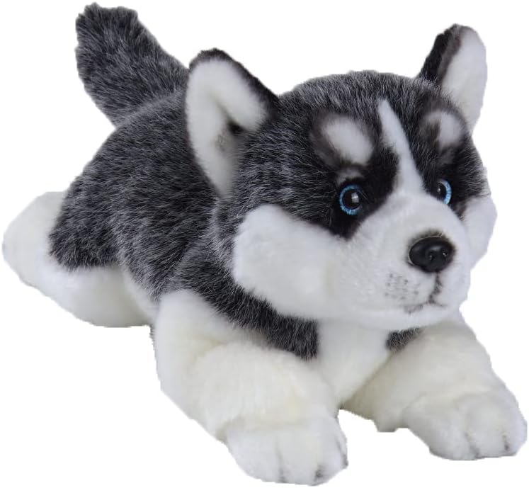 Detalle de Siberian Husky Stuffed Dog Plush — Realistic Handmade Lying Puppy for Kids and Collectors