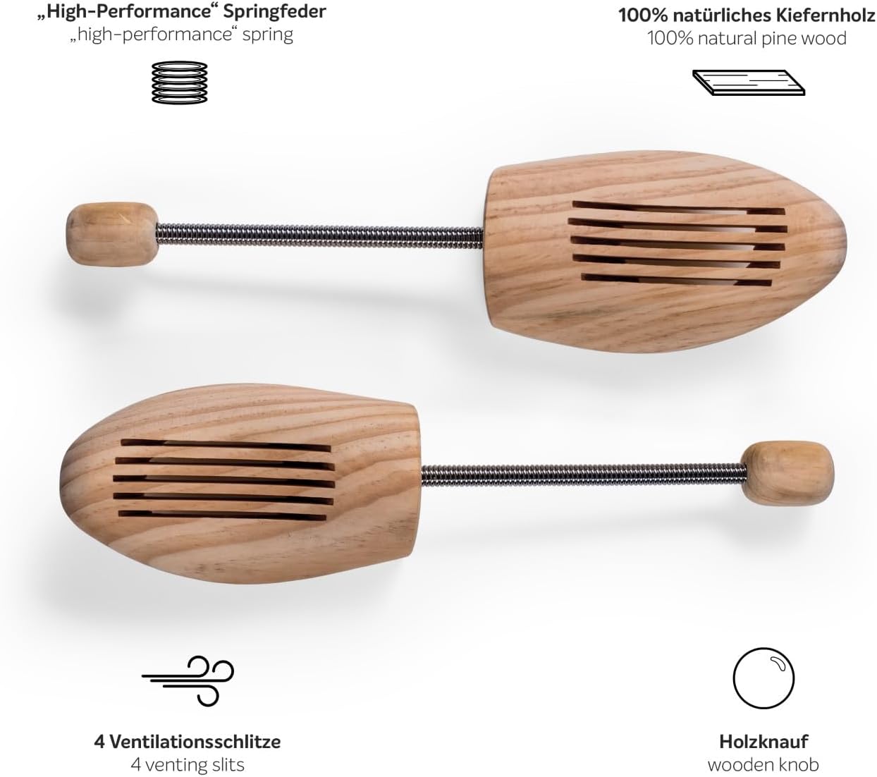 Detalle de Blumtal Schuhspanner Holz – verstellbar für Damen & Herren, Knick- und Faltschutz