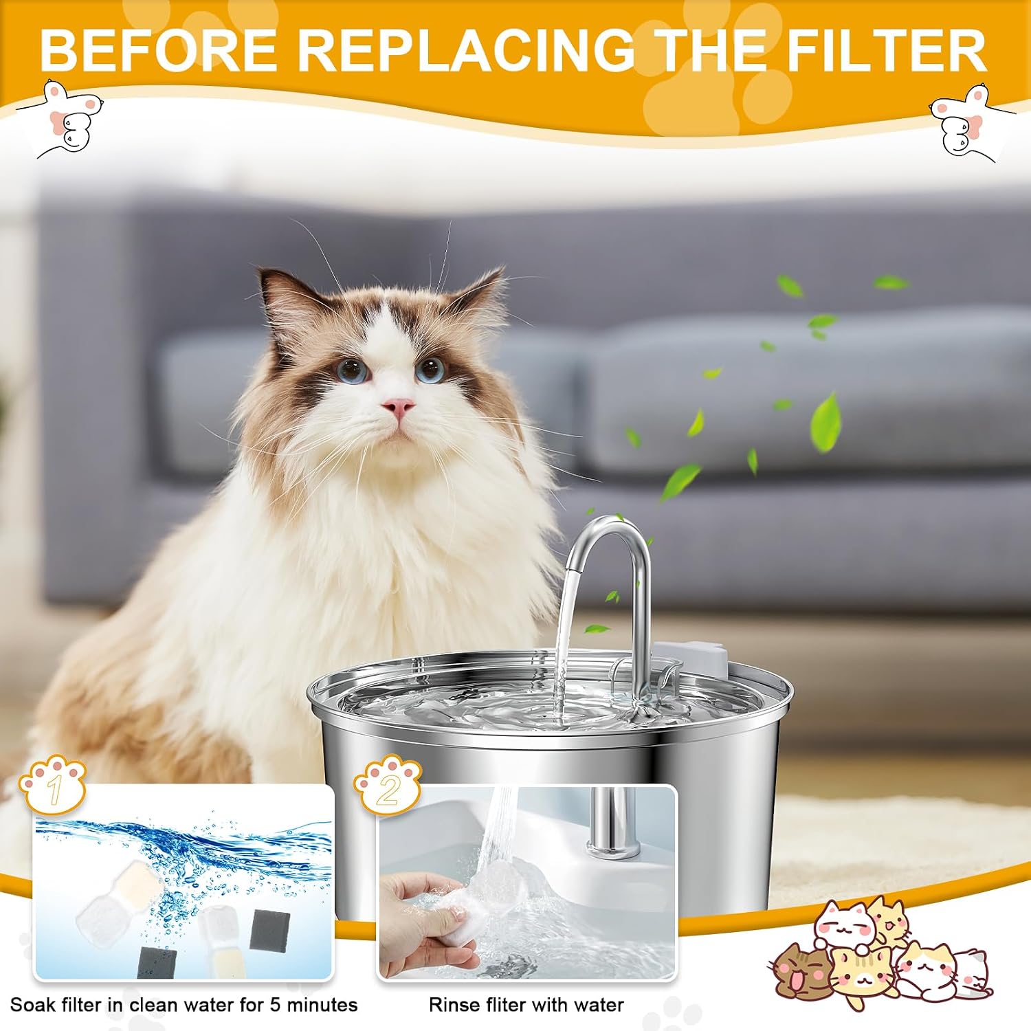 Detalle de Cat Fountain Filters for Giotohun S11 Series (12 Pack) with Carbon and Foam Sponges