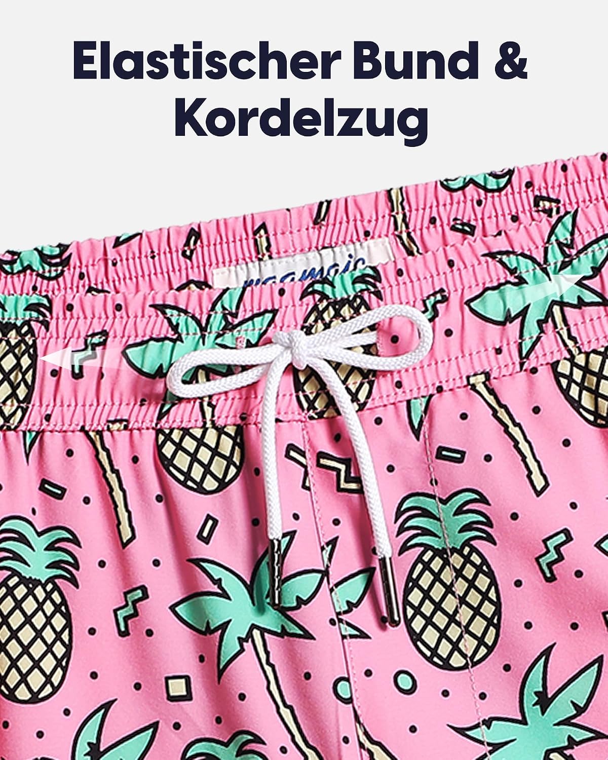Detalle de MaaMgic 2-in-1 Badehose für Herren mit Kompressions-Innenhose – schnelltrocknende Boardshorts mit 4-Wege-Stretch