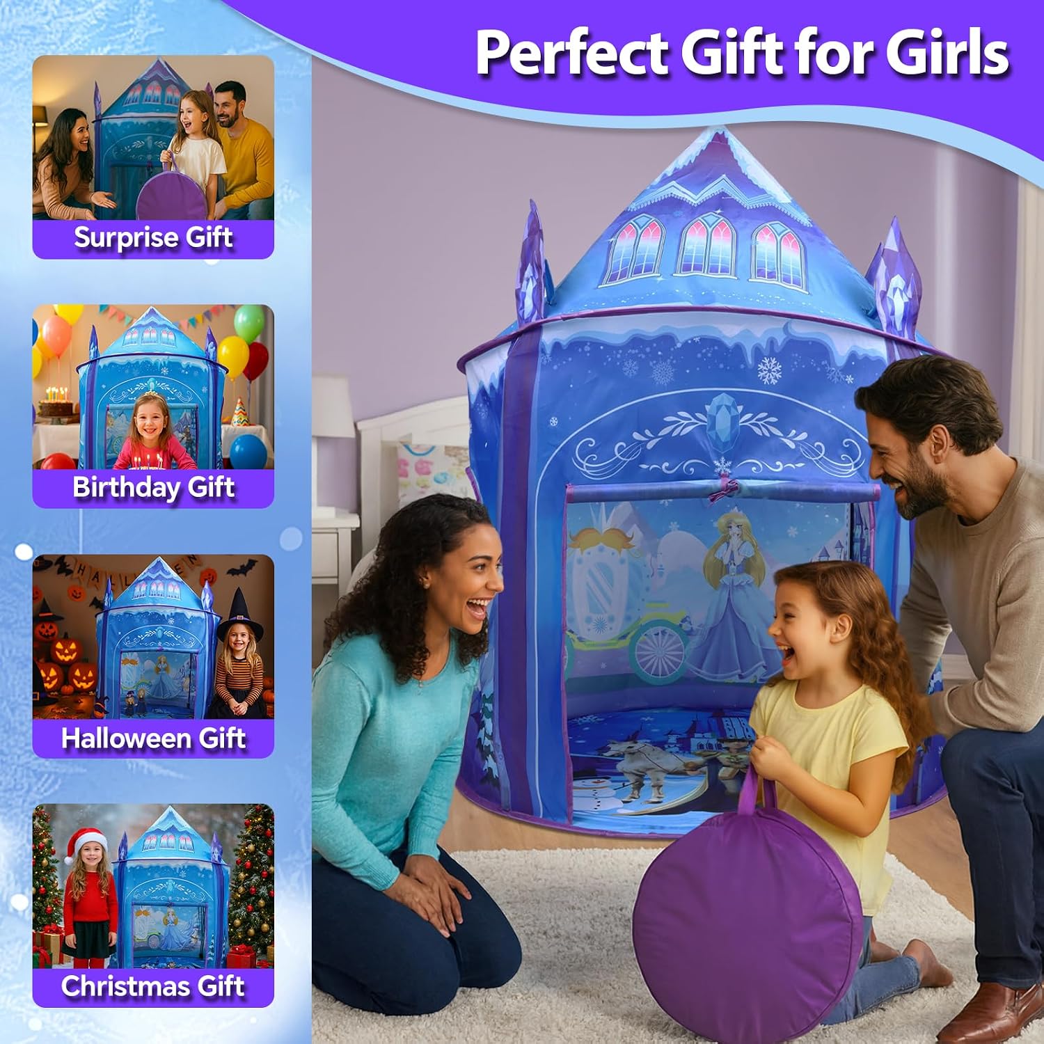 Thumbnail 6 de Princess Ice Castle Play Tent for Girls (Ice Castle Wendy House) – Pop-Up Indoor/Outdoor Kids Toy Playhouse