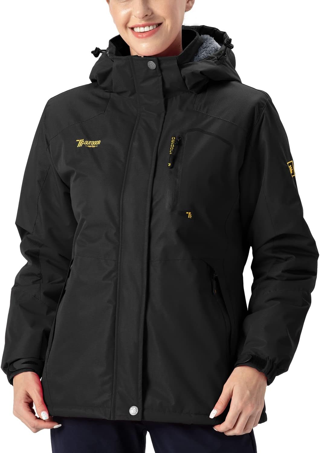 Detalle de Rdruko Women's Outdoor Ski Jacket, Waterproof Windproof Fleece with Hood
