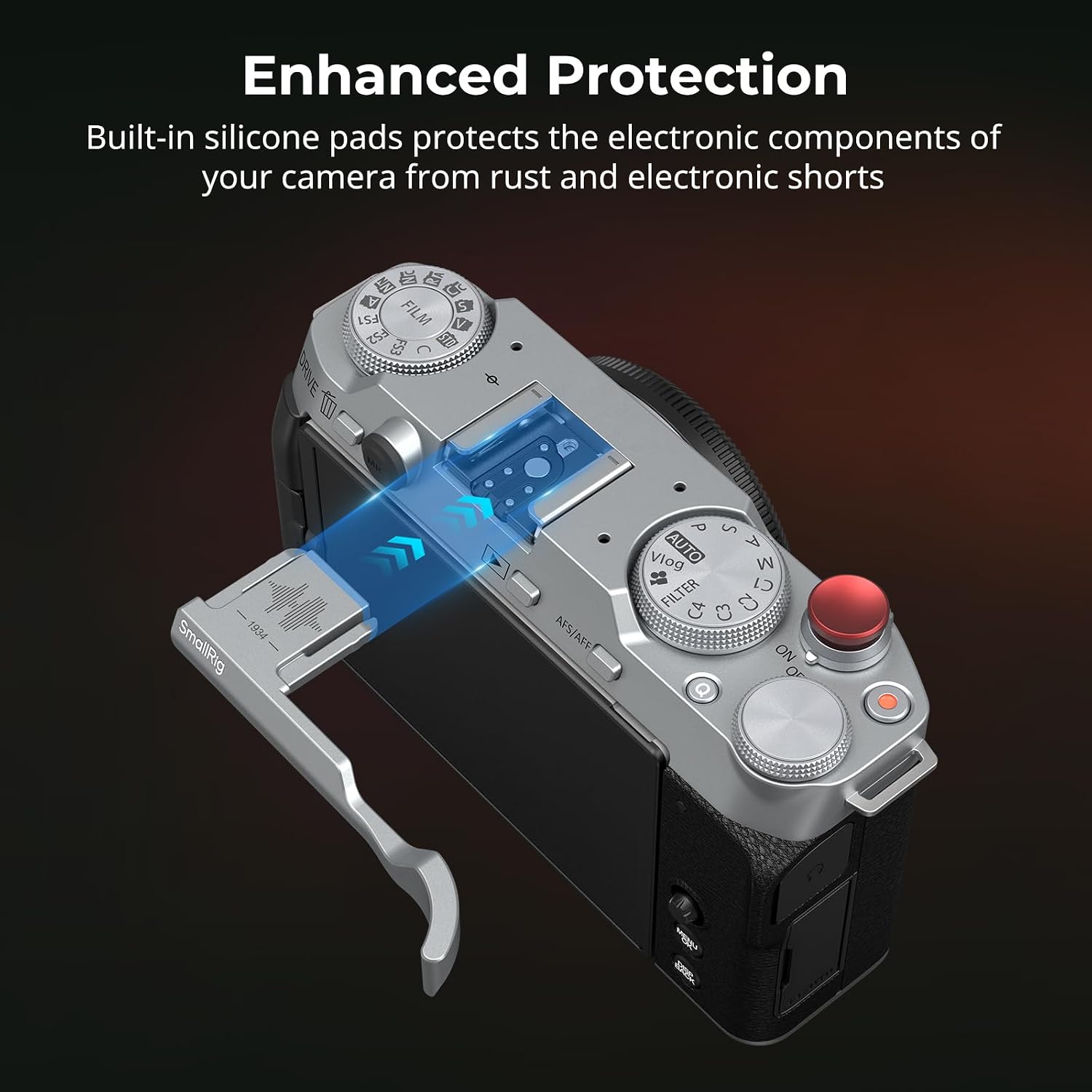 Detalle de SMALLRIG Daumengriff mit Blitzschuhabdeckung für FUJIFILM X-M5 (Silber) – 4877B