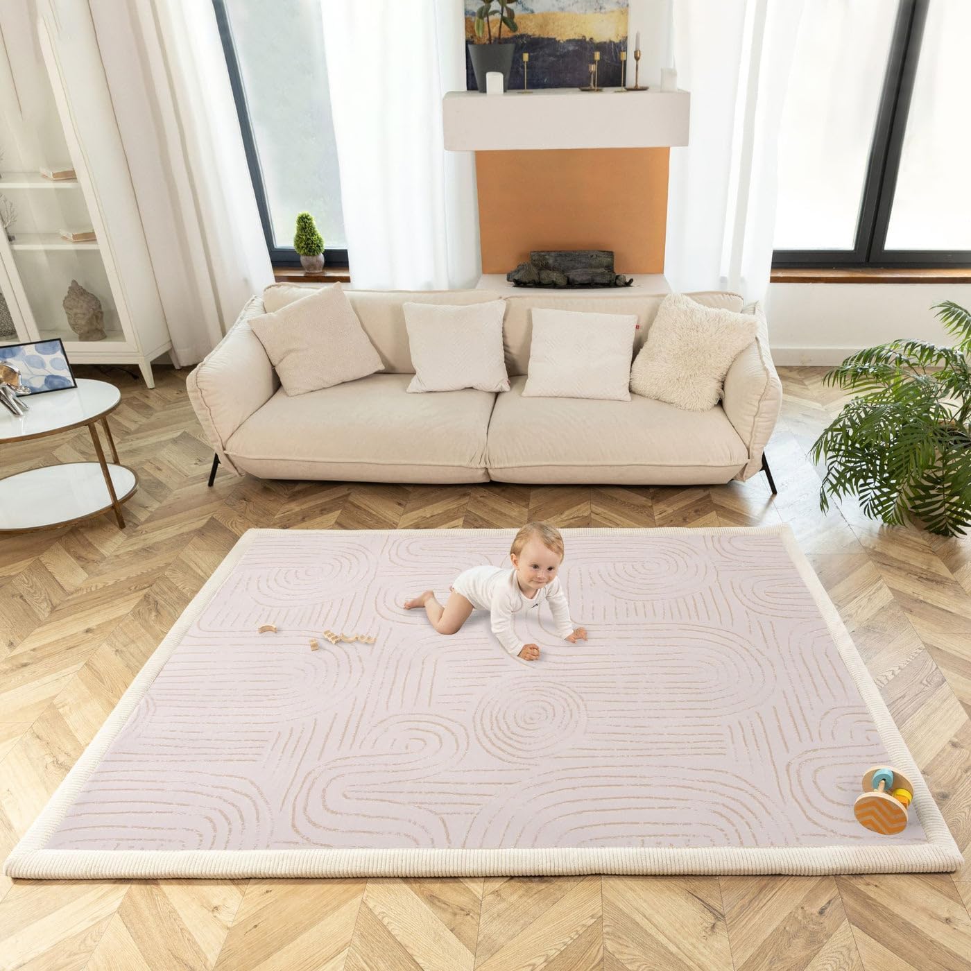 Premium Large Coral Velvet Baby Play Mat 200x150x2.5cm – High-Density Foam with Non-Slip Backing