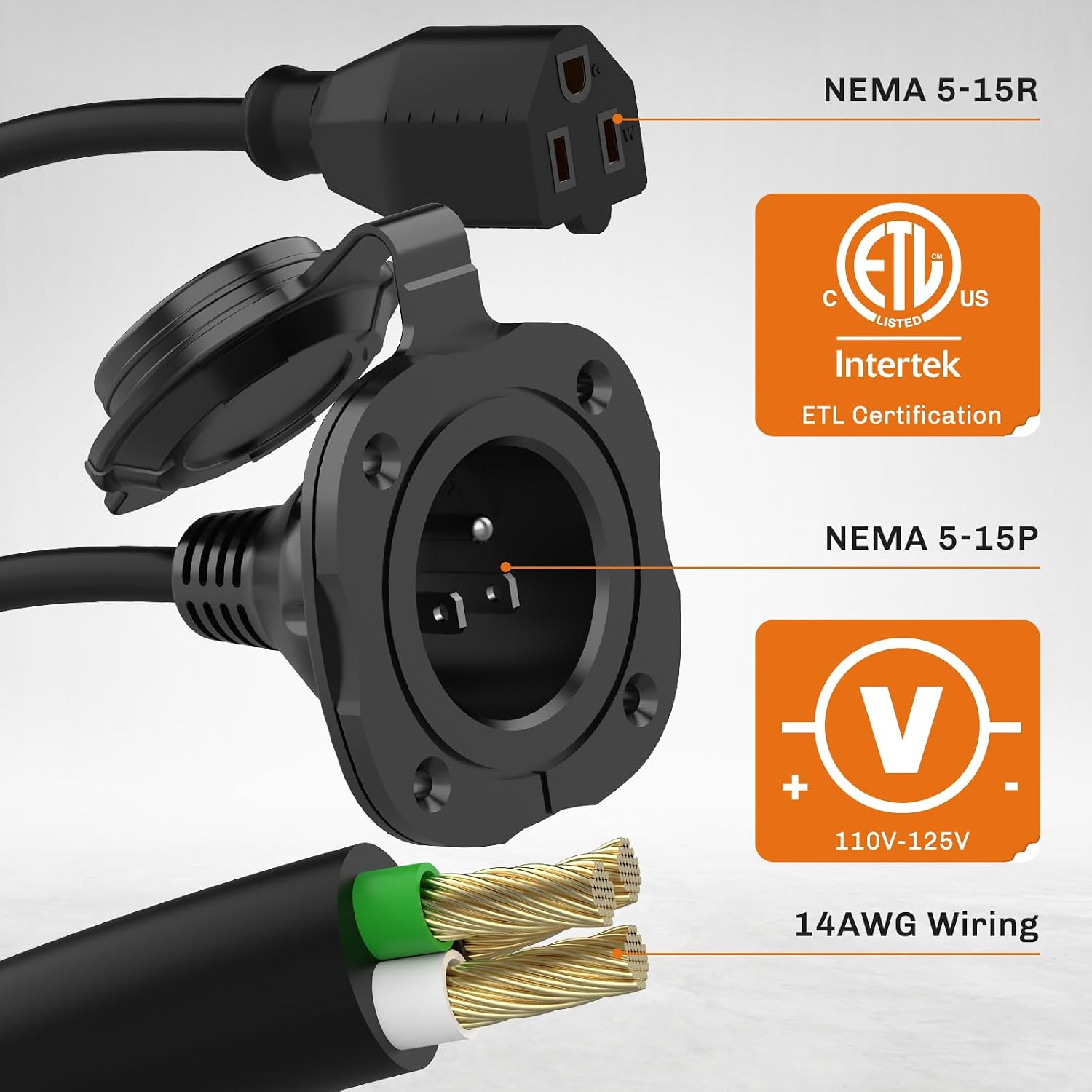Thumbnail 3 de WELLUCK RV Shore Power Inlet 15A Plug
