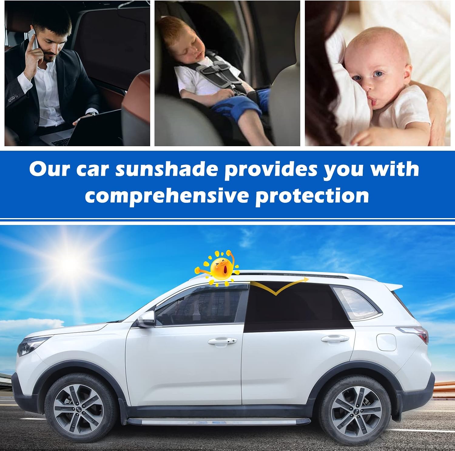 Detalle 2 de Trusiel Tendine Parasole Auto Bambini, confezione da 2 (Nere) per oscurare i vetri e proteggere da UV