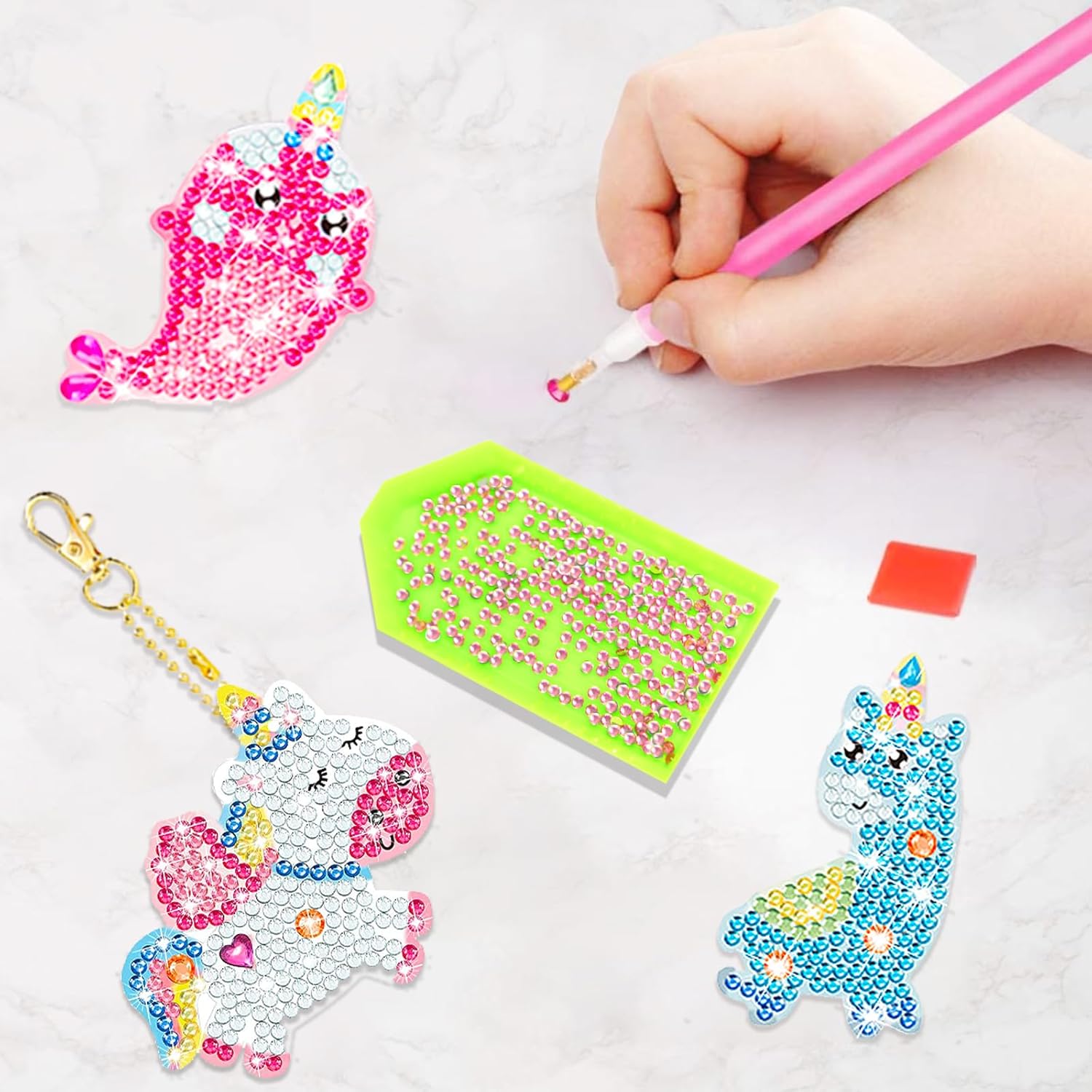 Thumbnail 4 de ORIENTAL CHERRY Einhorn Bastelset: 5D-Diamantmalen für Mädchen mit Schlüsselanhängern