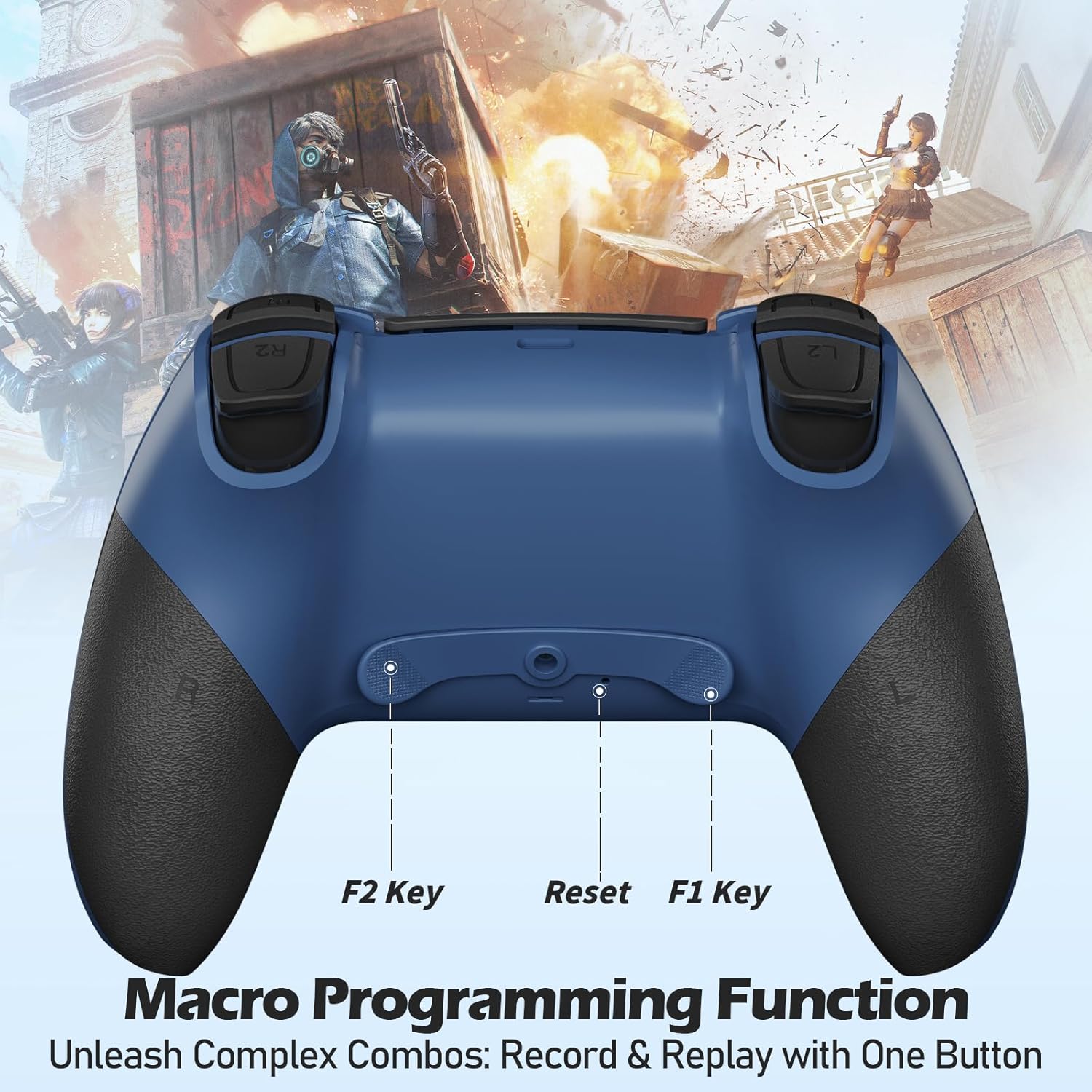 Thumbnail 4 de CHEREEKI Wireless Controller for PS4 (P4, Slim, Pro) with 2 Macro Buttons, Turbo, 3.5mm Audio, 6-Axis Motion
