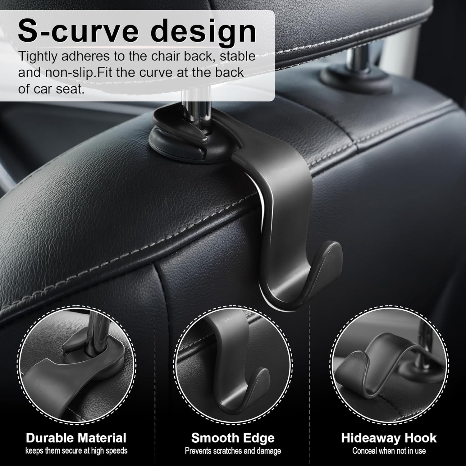 Thumbnail 1 de LivTee Car Seat Headrest Hook 4-Pack: Easy Organization for Bags, Umbrellas, and More