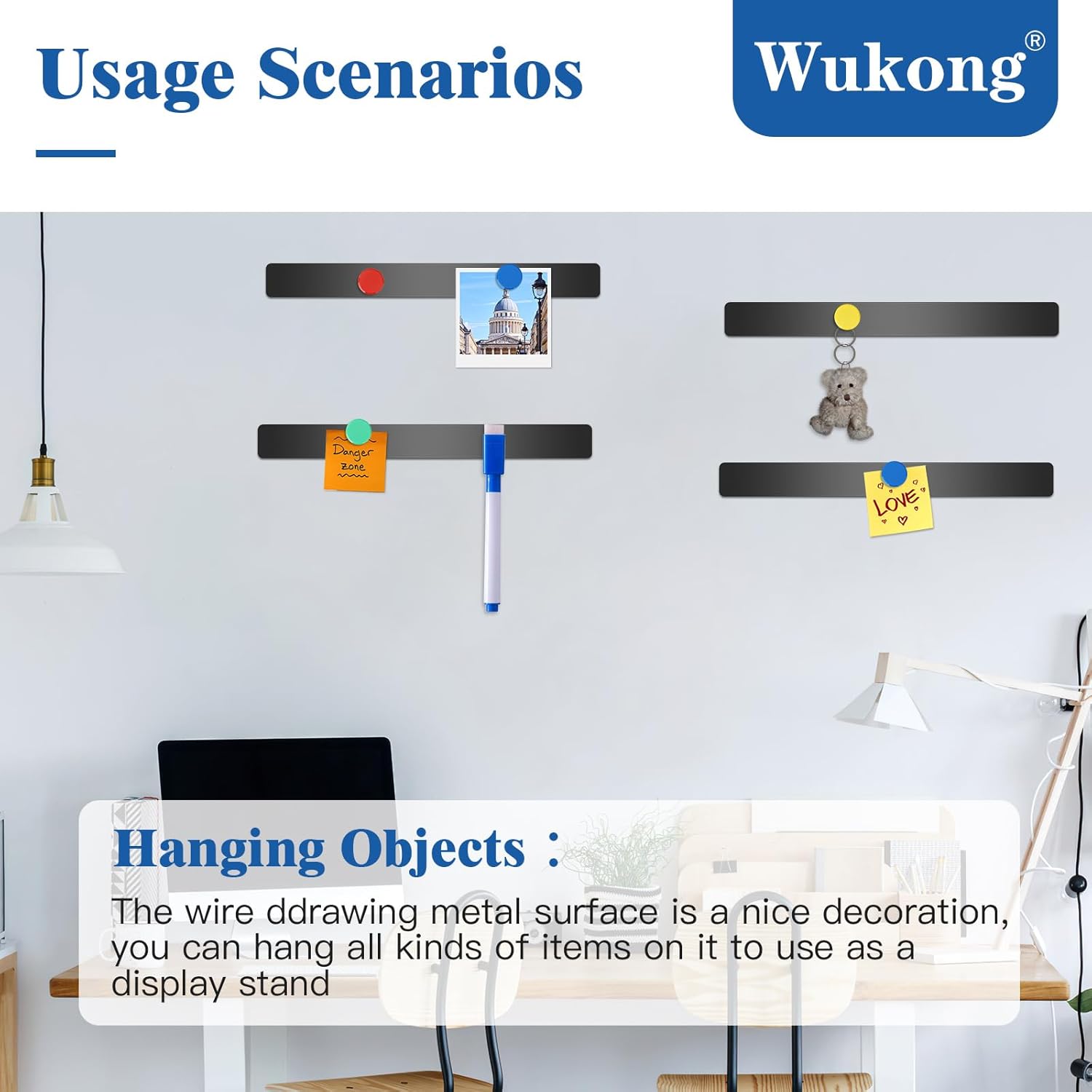 Thumbnail 6 de Wukong Magnettafel Memotafel, 10 Stück 30x3 cm – Selbstklebend, Schwarz + 32 runde Magnetmagnete